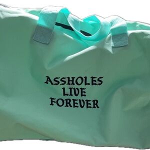 Assholes Live Forever Emotional Baggage Duffel Bag Teal Embroidered
